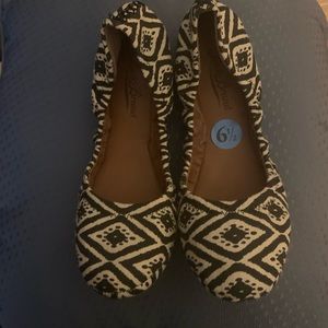 Lucky Brand Aztec Ballet Flats Black White 6.5